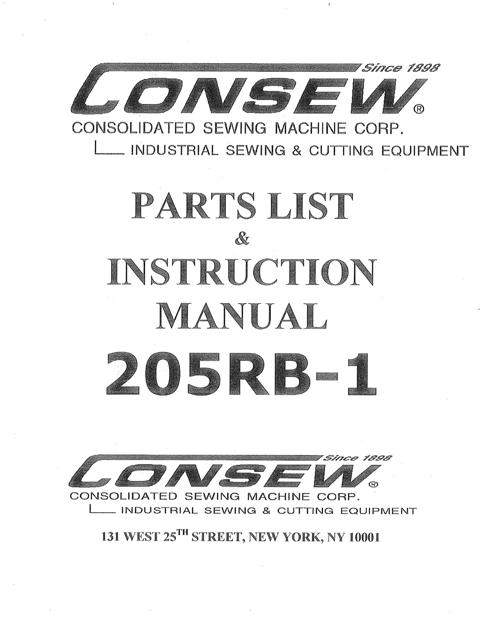 CONSEW 205RB-1 INSTRUCTION MANUAL Pdf Download | ManualsLib