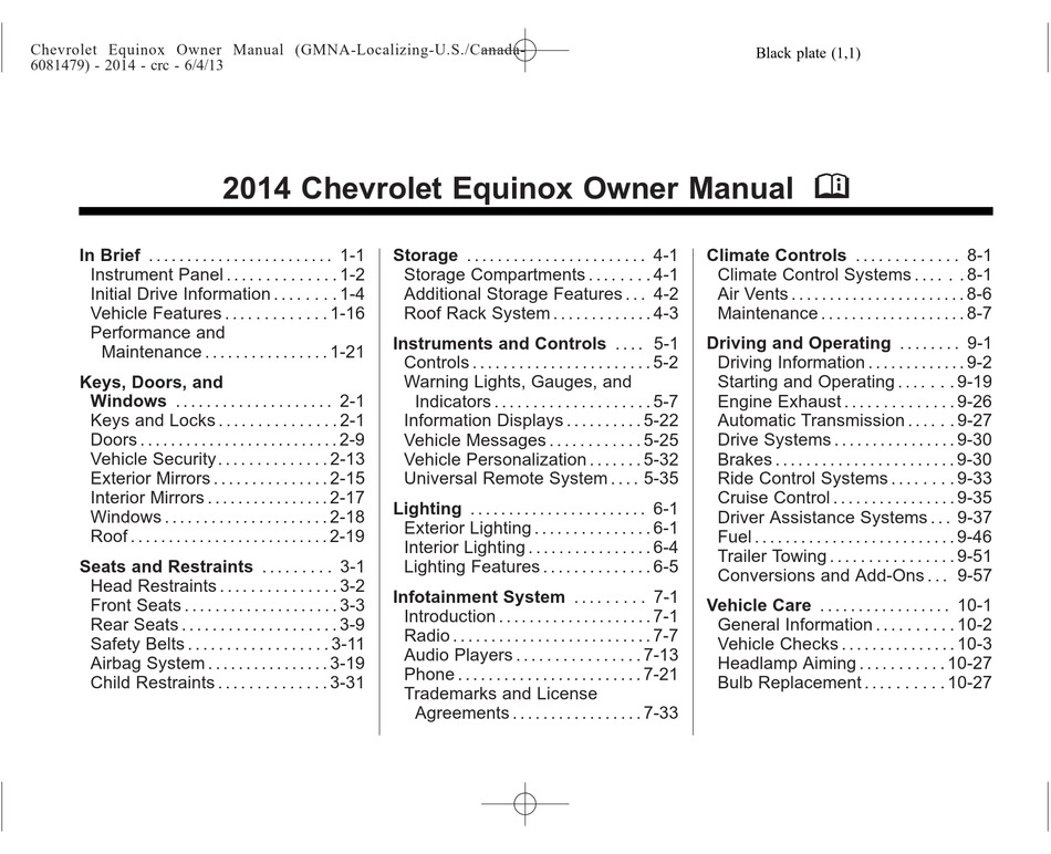 Chevy Equinox Owners Manual