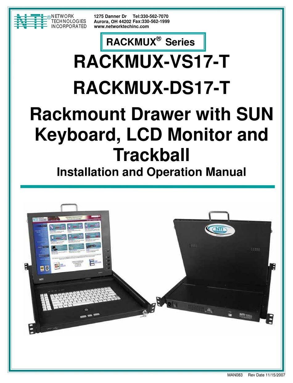 NETWORK TECHNOLOGIES RACKMUX-VS17-T INSTALLATION AND OPERATION MANUAL ...