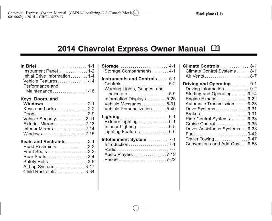 2019 chevy express owner's manual
