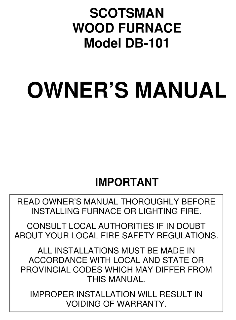 Specifications - Scotsman DB-101 Owner's Manual [Page 3] | ManualsLib