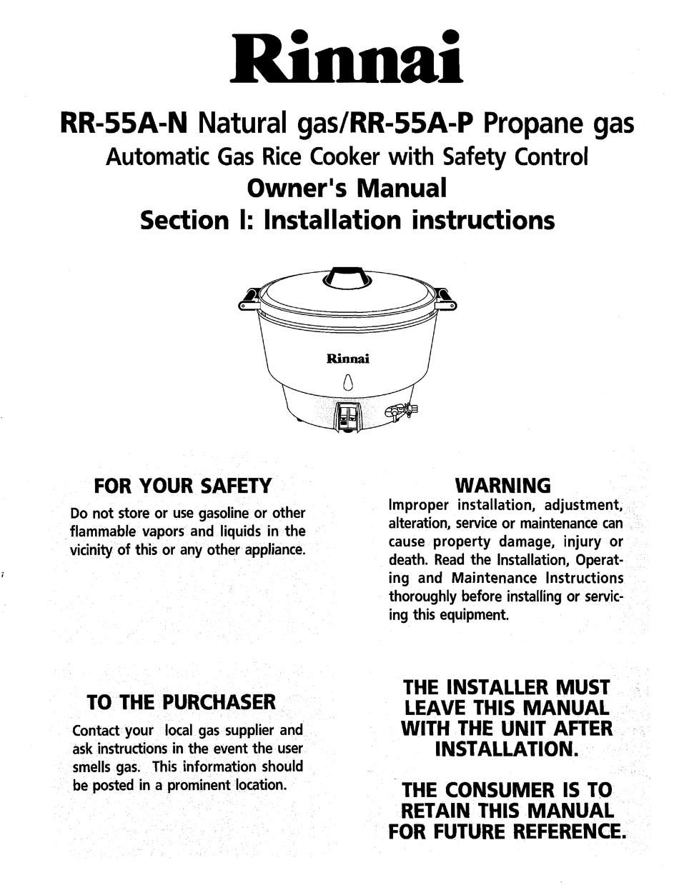 rinnai rice cooker manual
