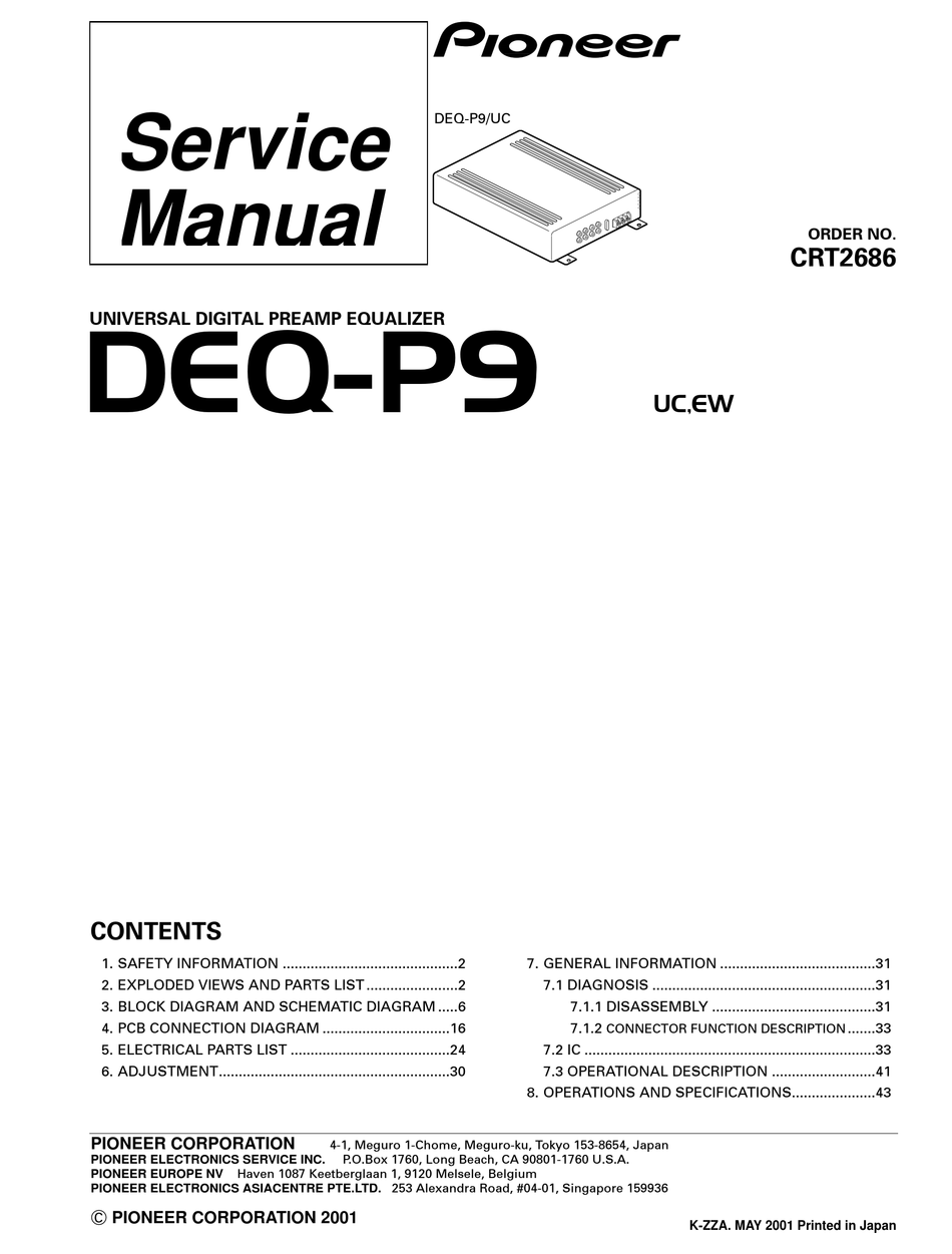PIONEER DEQ-P9 SERVICE MANUAL Pdf Download | ManualsLib