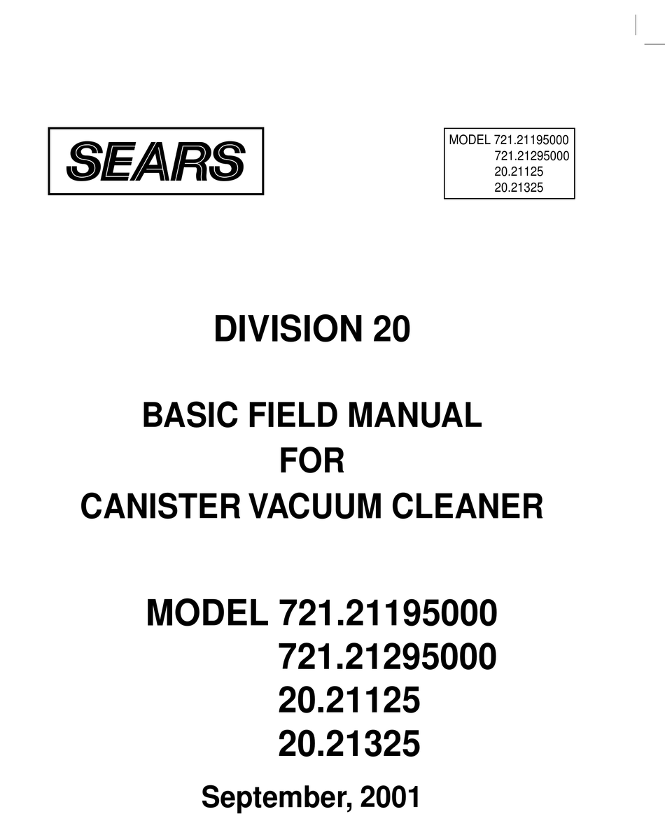 SEARS 721.21195000 BASIC FIELD MANUAL 