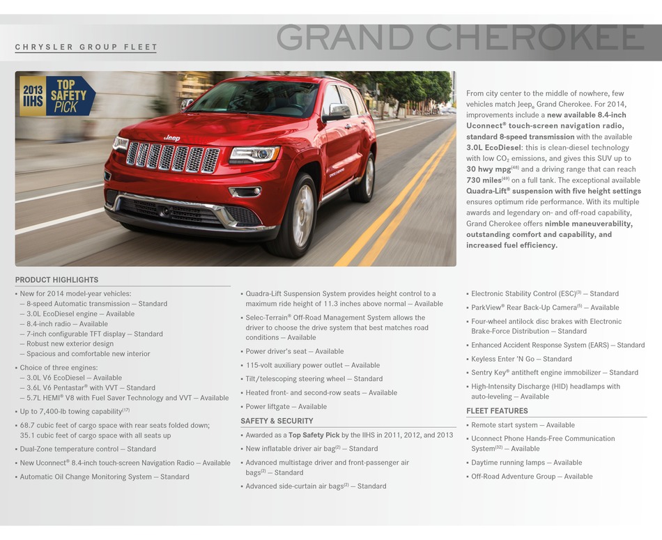 JEEP GRAND CHEROKEE SPECFICATIONS Pdf Download ManualsLib