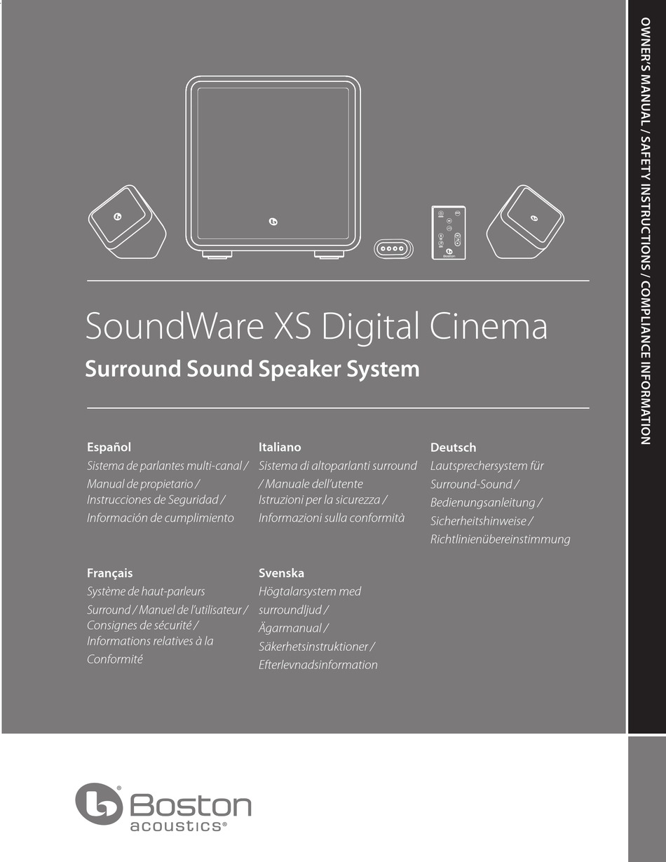 Boston Acoustics Soundware Xs Digital Cinema Owner S Manual Pdf Download Manualslib