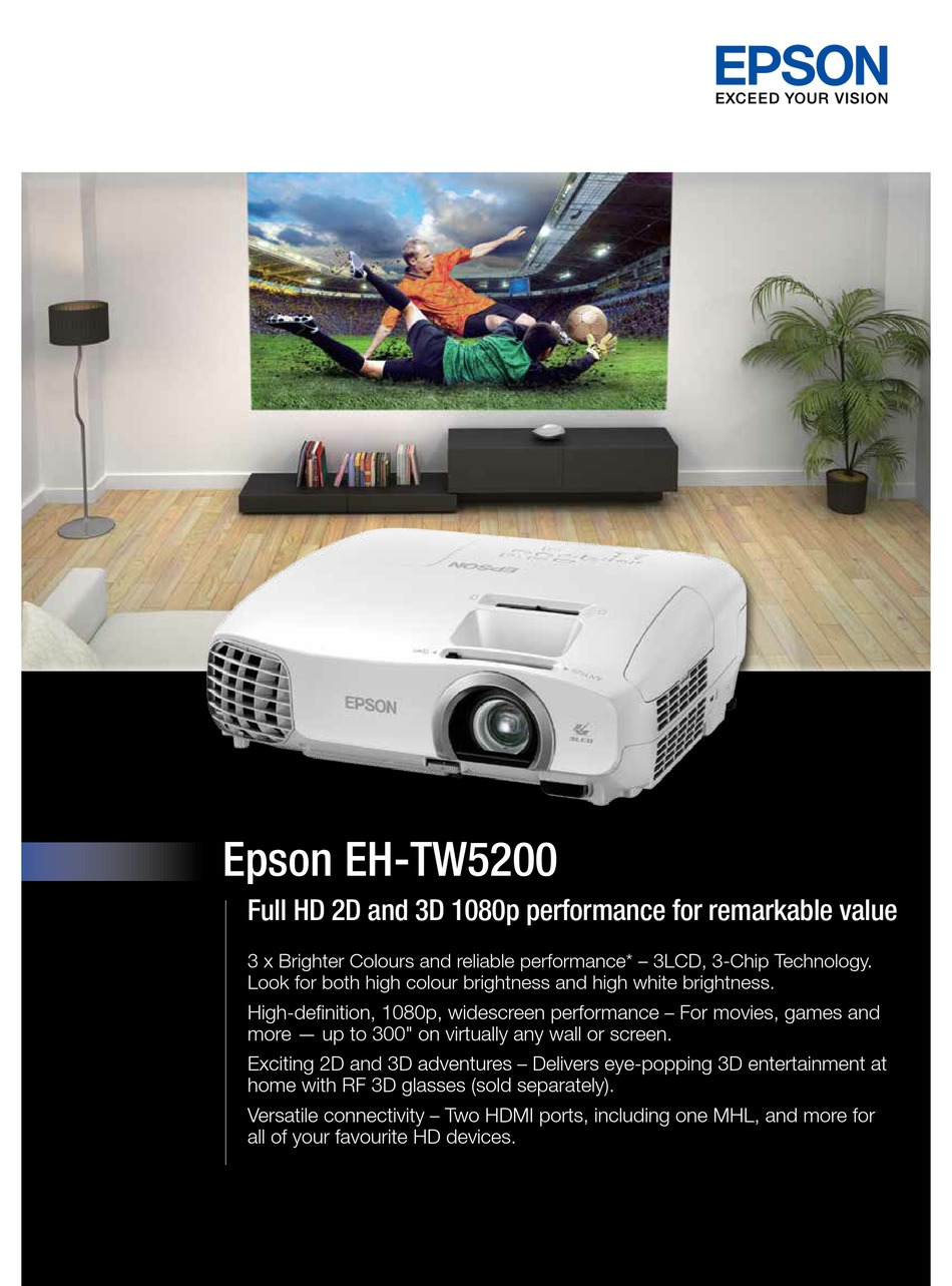 EPSON EH-TW5200 SPECIFICATIONS Pdf Download | ManualsLib