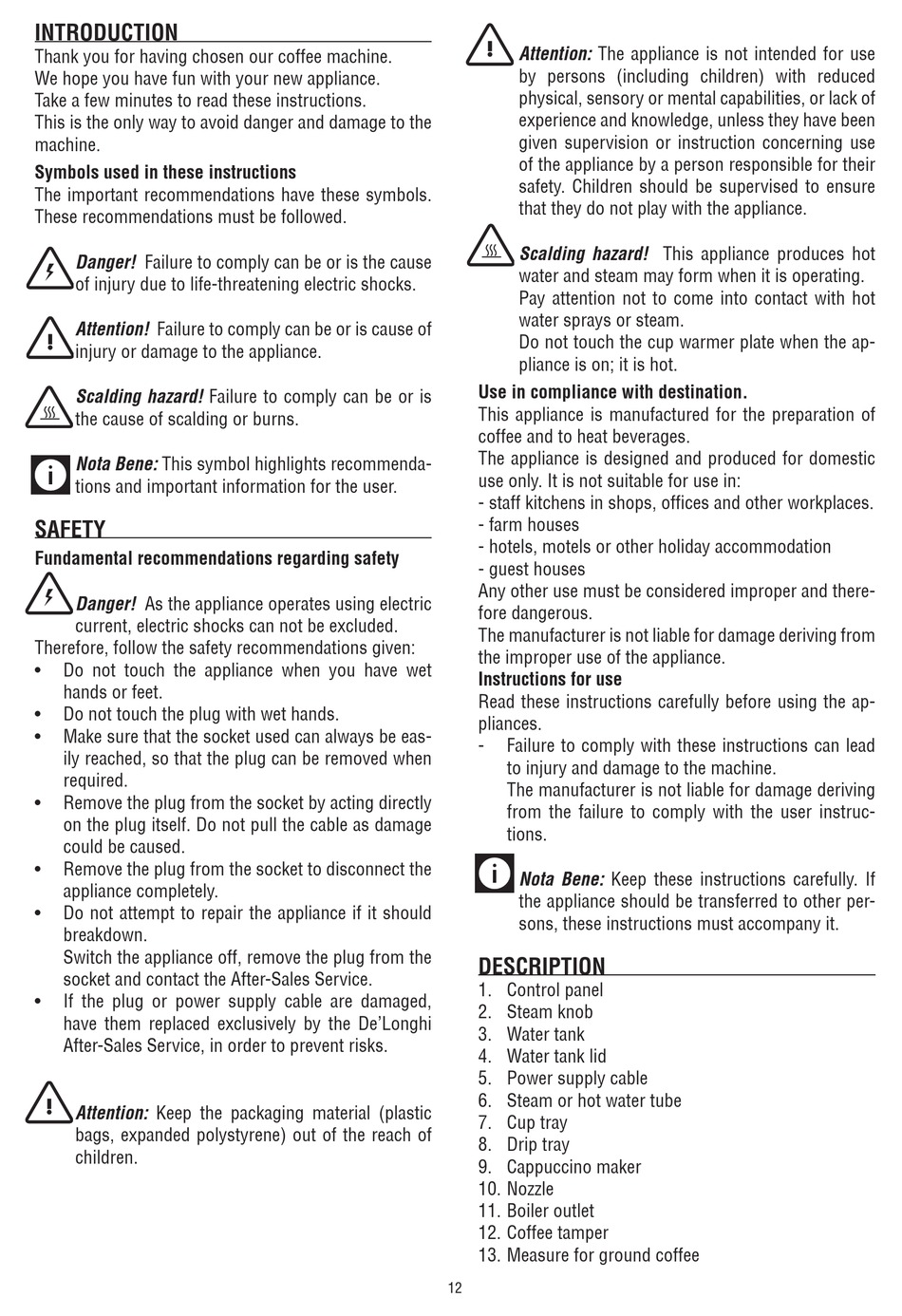 DELONGHI ECO 310.BK OPERATING INSTRUCTIONS MANUAL Pdf Download | ManualsLib