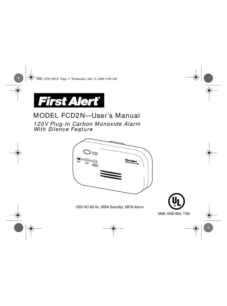 FIRST ALERT FCD2N USER MANUAL Pdf Download ManualsLib