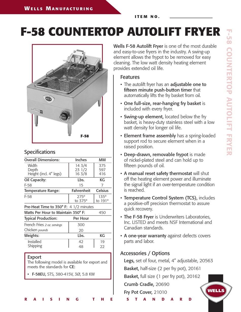 Electric Countertop Fryer, Model F30, Two 15 lb. Oil Capacity Pots