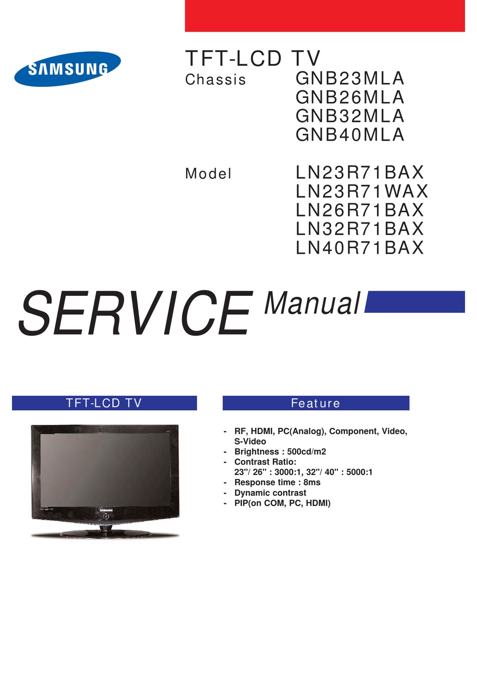 SAMSUNG LN23R71BAX SERVICE MANUAL Pdf Download | ManualsLib