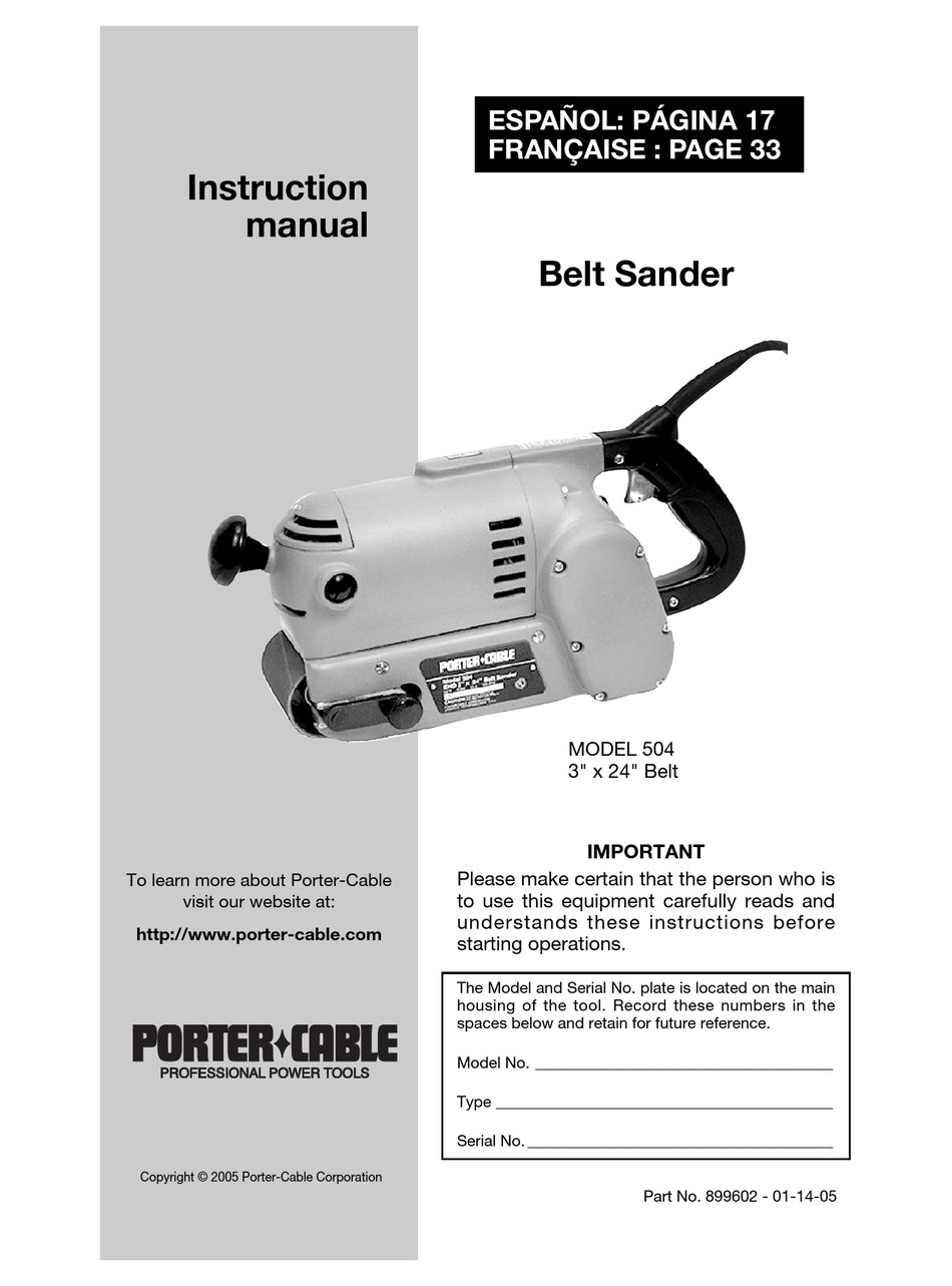 Porter Cable 504 Instruction Manual Pdf Download Manualslib