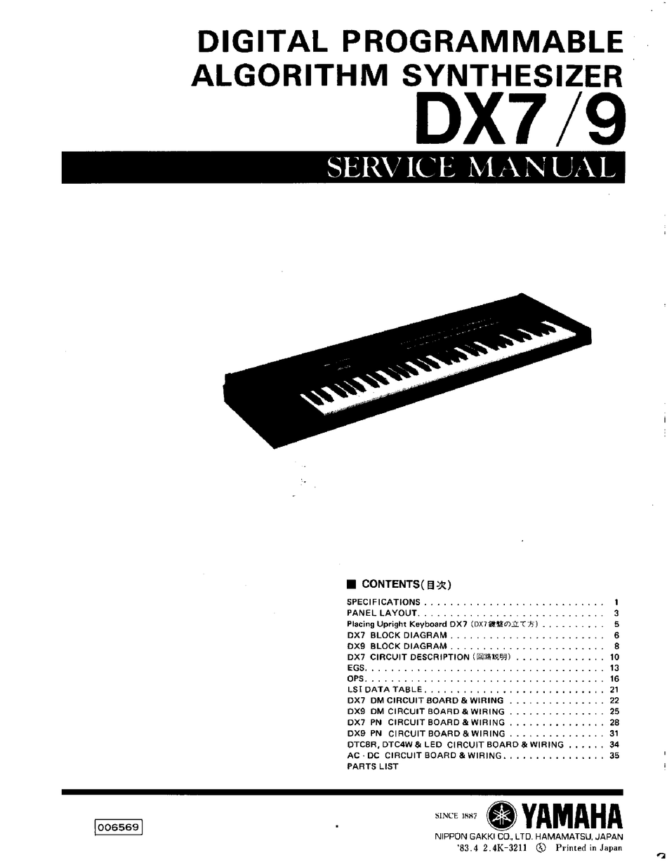 Performance NotesHigh quality 2020 Reprint YAMAHA DX7 mk1 Operating Manual 