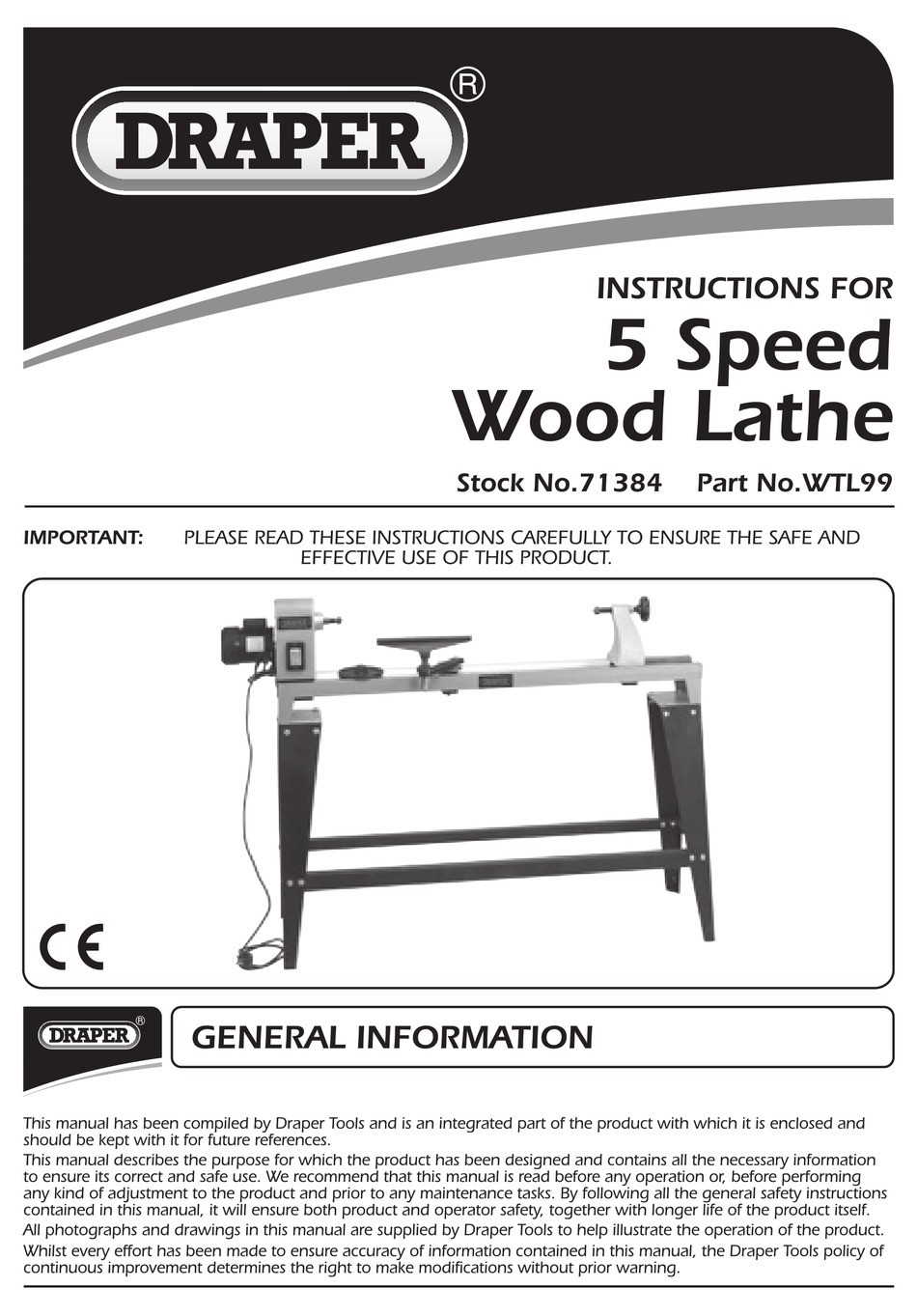 DRAPER WTL99 INSTRUCTIONS MANUAL Pdf Download ManualsLib