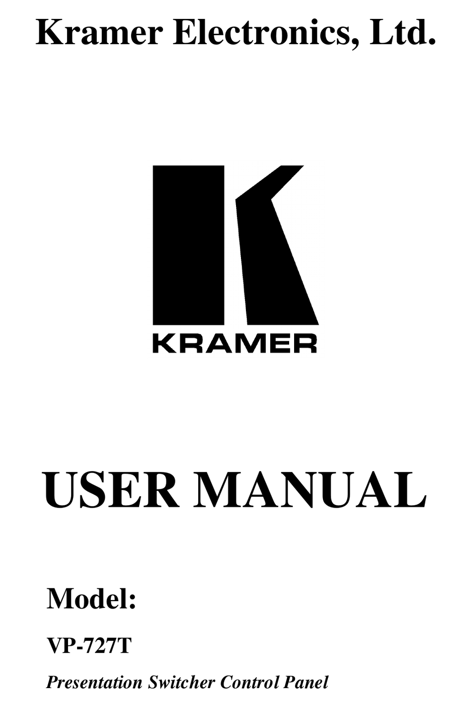 KRAMER VP-727T USER MANUAL Pdf Download | ManualsLib