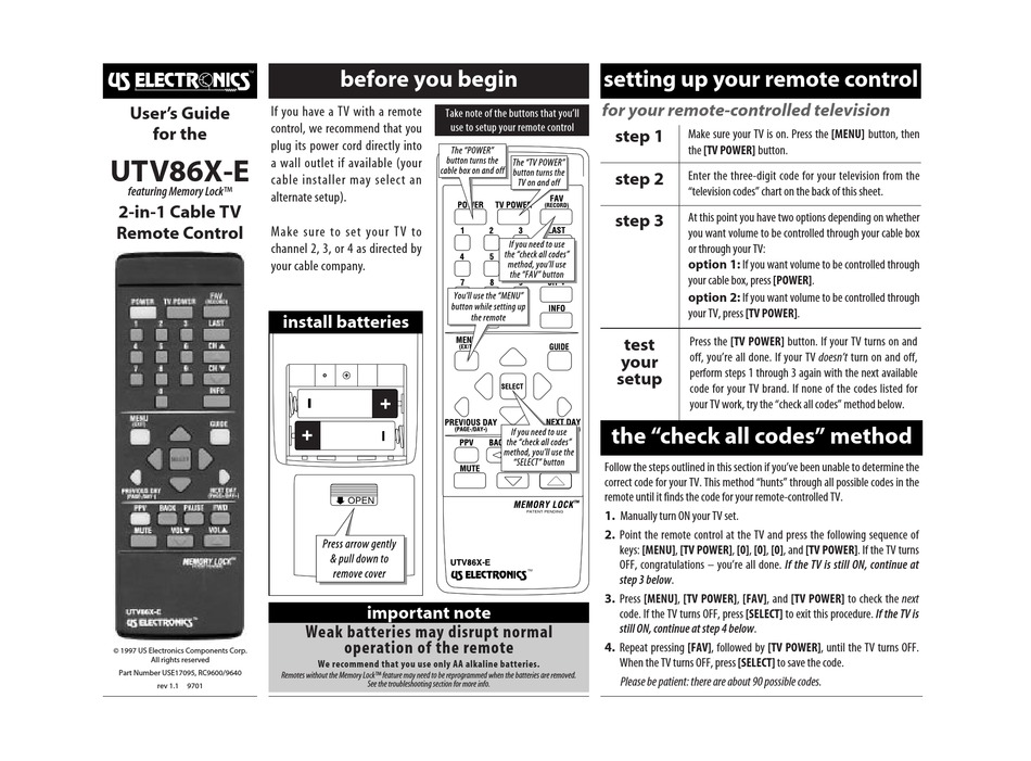 Us Electronics Utv86x E User Manual Pdf Download Manualslib