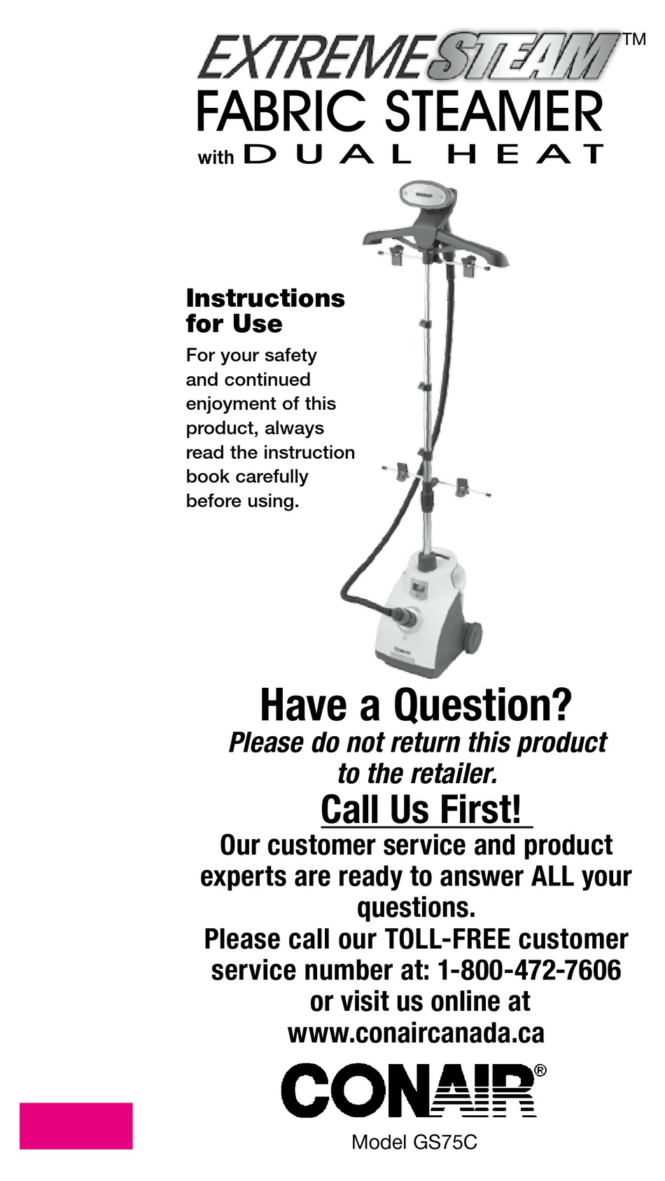 conair extreme steam fabric steamer with dual heat instructions