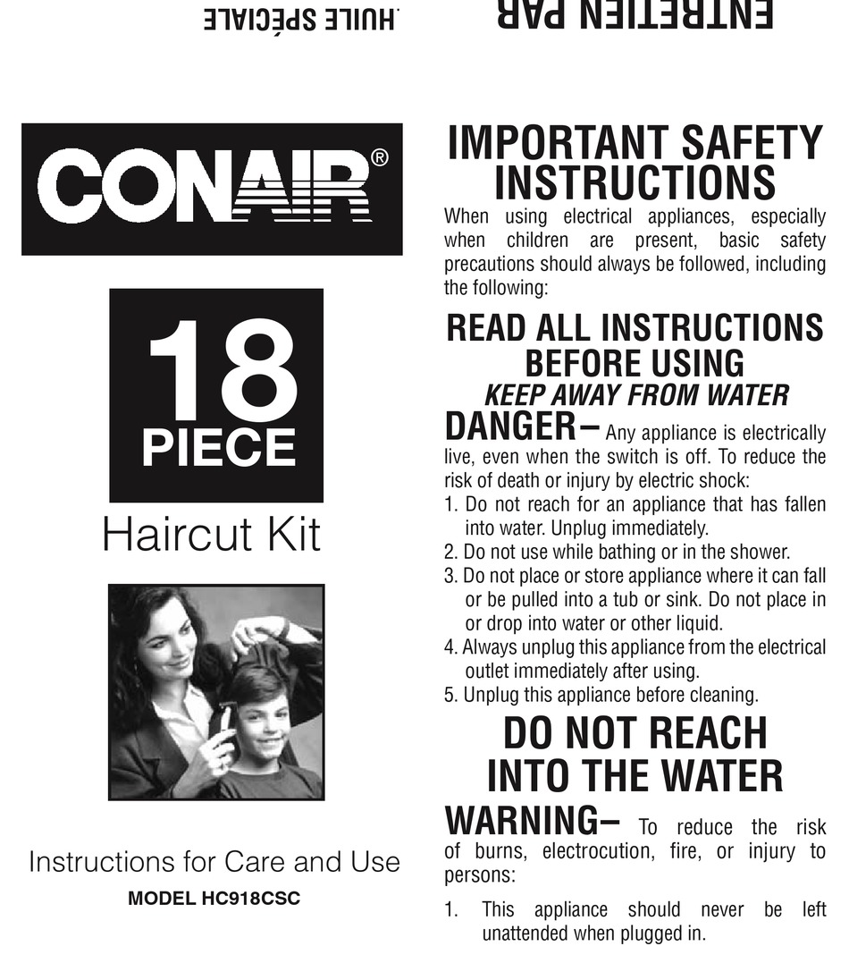 conair clippers manual