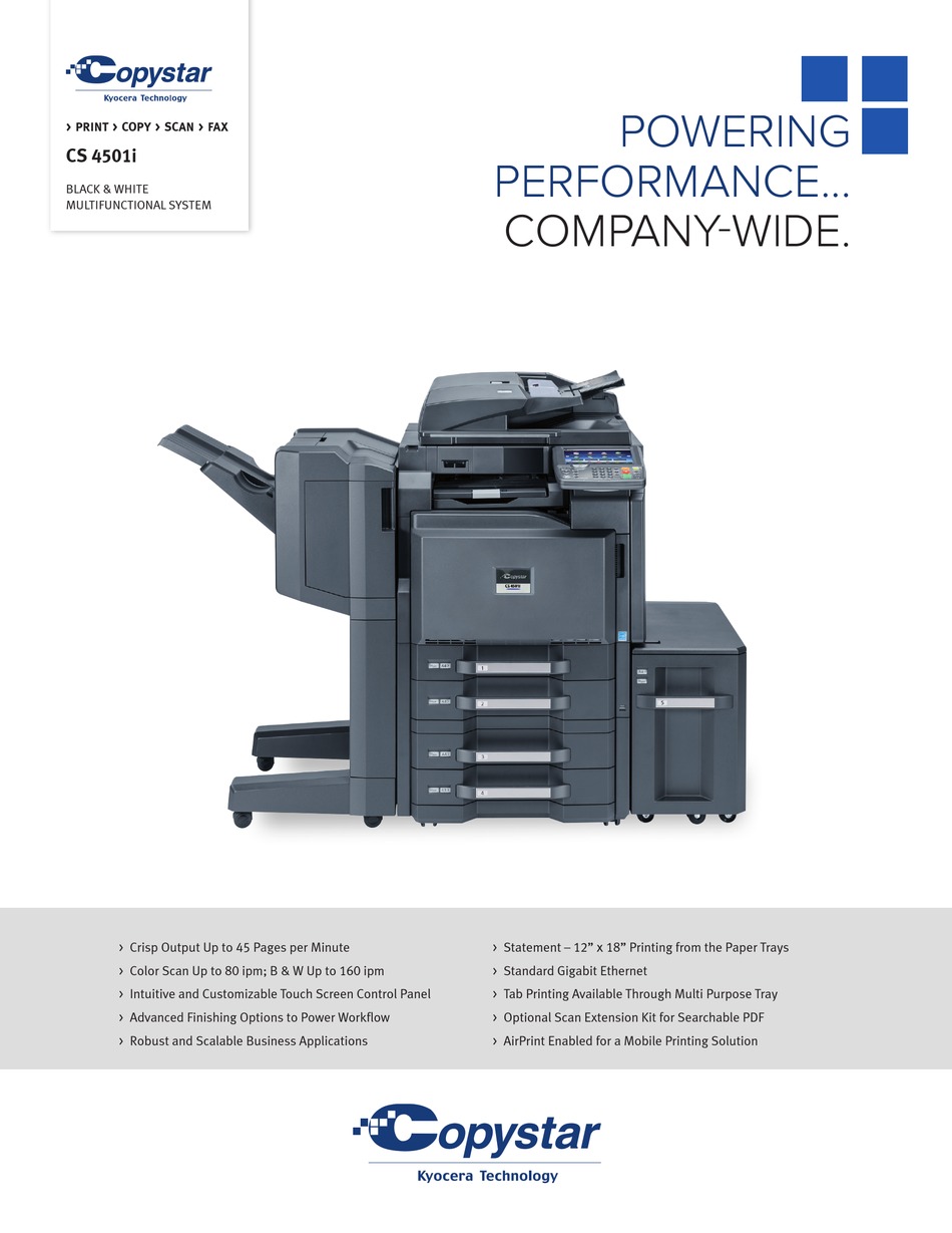 COPYSTAR CS4501I SPECIFICATIONS Pdf Download ManualsLib