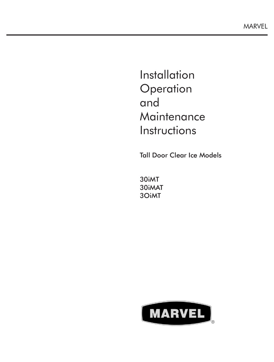 Marvel 30imt Installation Operation And Maintenance Instructions Pdf Download Manualslib