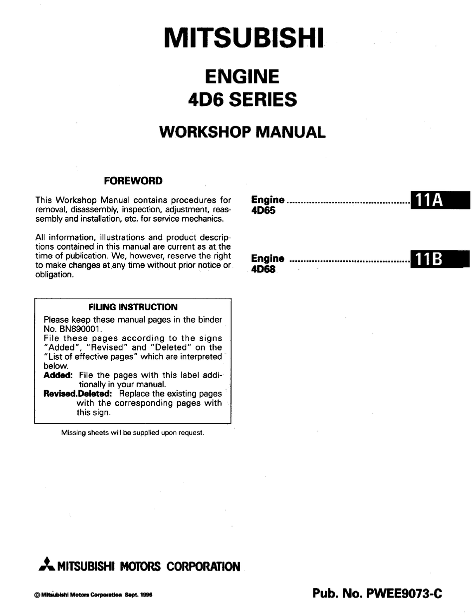 MITSUBISHI 4D65 WORKSHOP MANUAL Pdf Download | ManualsLib