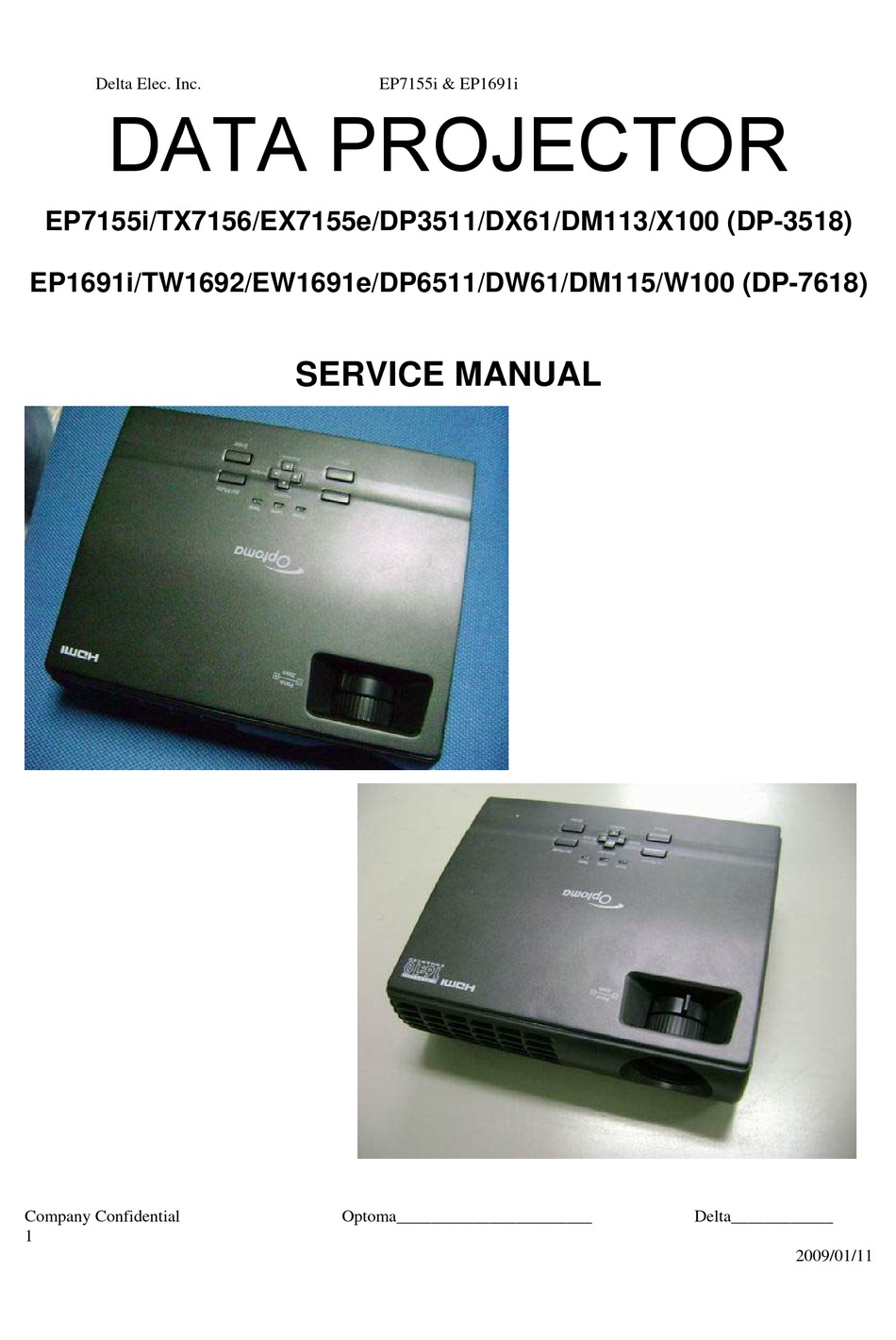 Led Blink Code Message - Optoma EP7155i 