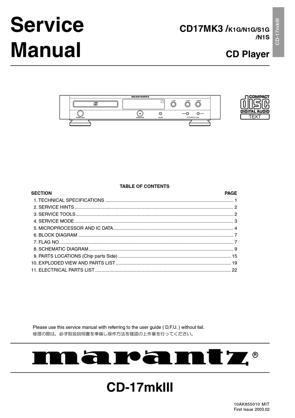 Marantz user manual Bedienungsanleitung für model CD 17 MKIII mehrsprachig Copy