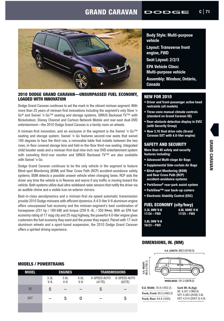 DODGE GRAND CARAVAN SPECIFICATIONS Pdf Download ManualsLib