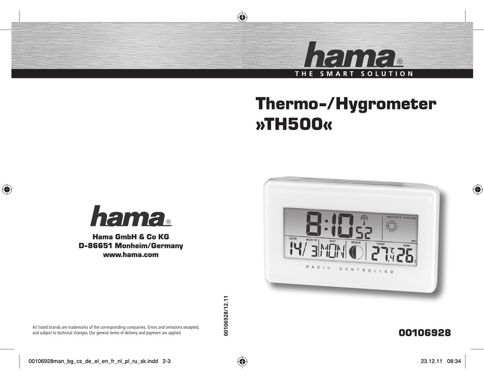 INSTRUCTION Pdf OPERATING TH500 Download ManualsLib | HAMA