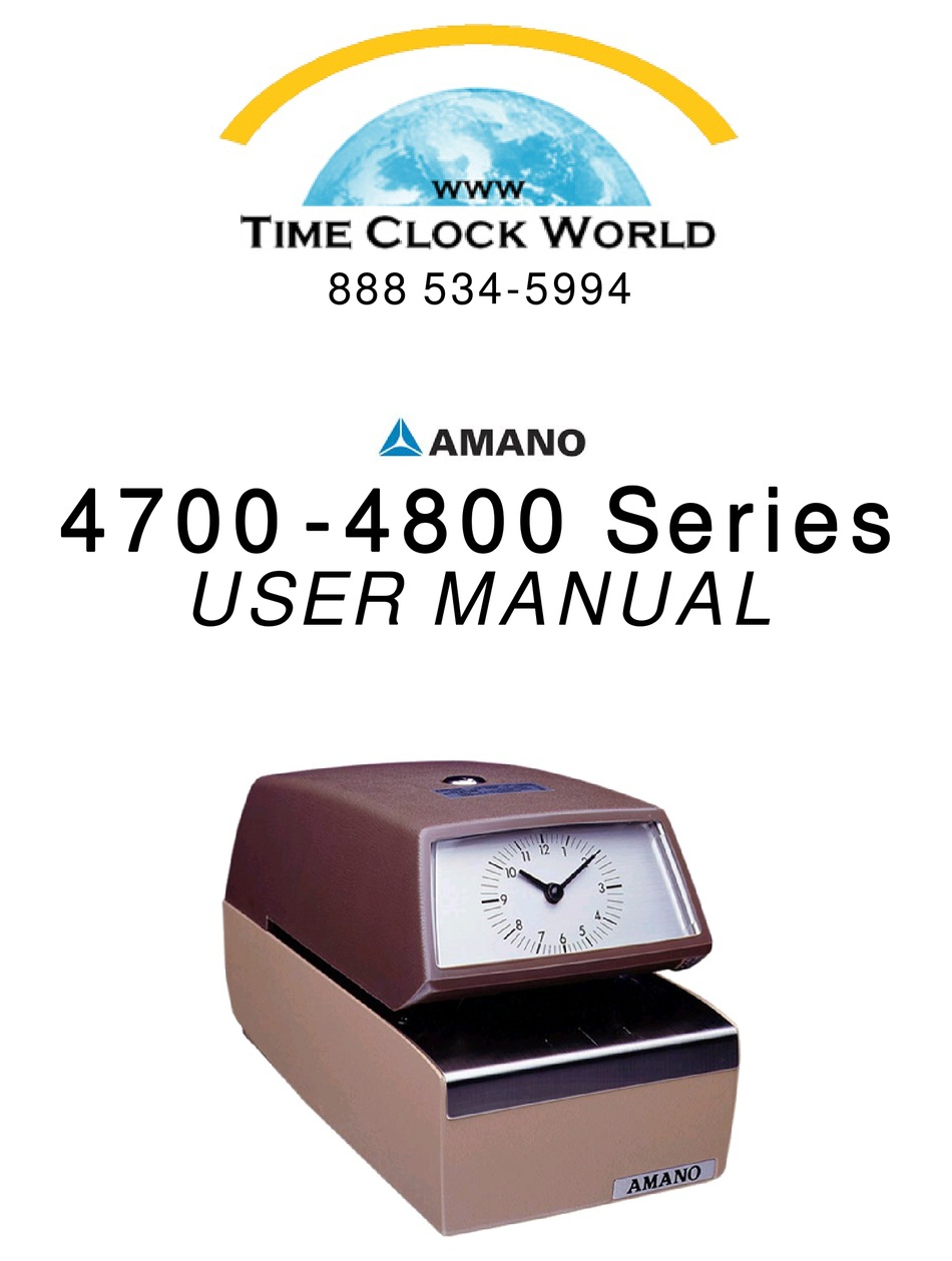 AMANO 4700 SERIES USER MANUAL Pdf Download ManualsLib