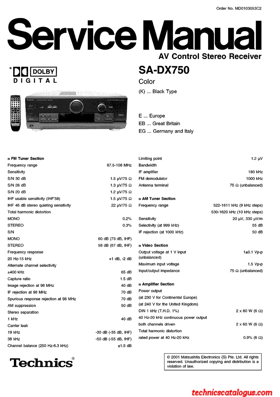 Technics Sa Dx750 Service Manual Pdf Download Manualslib