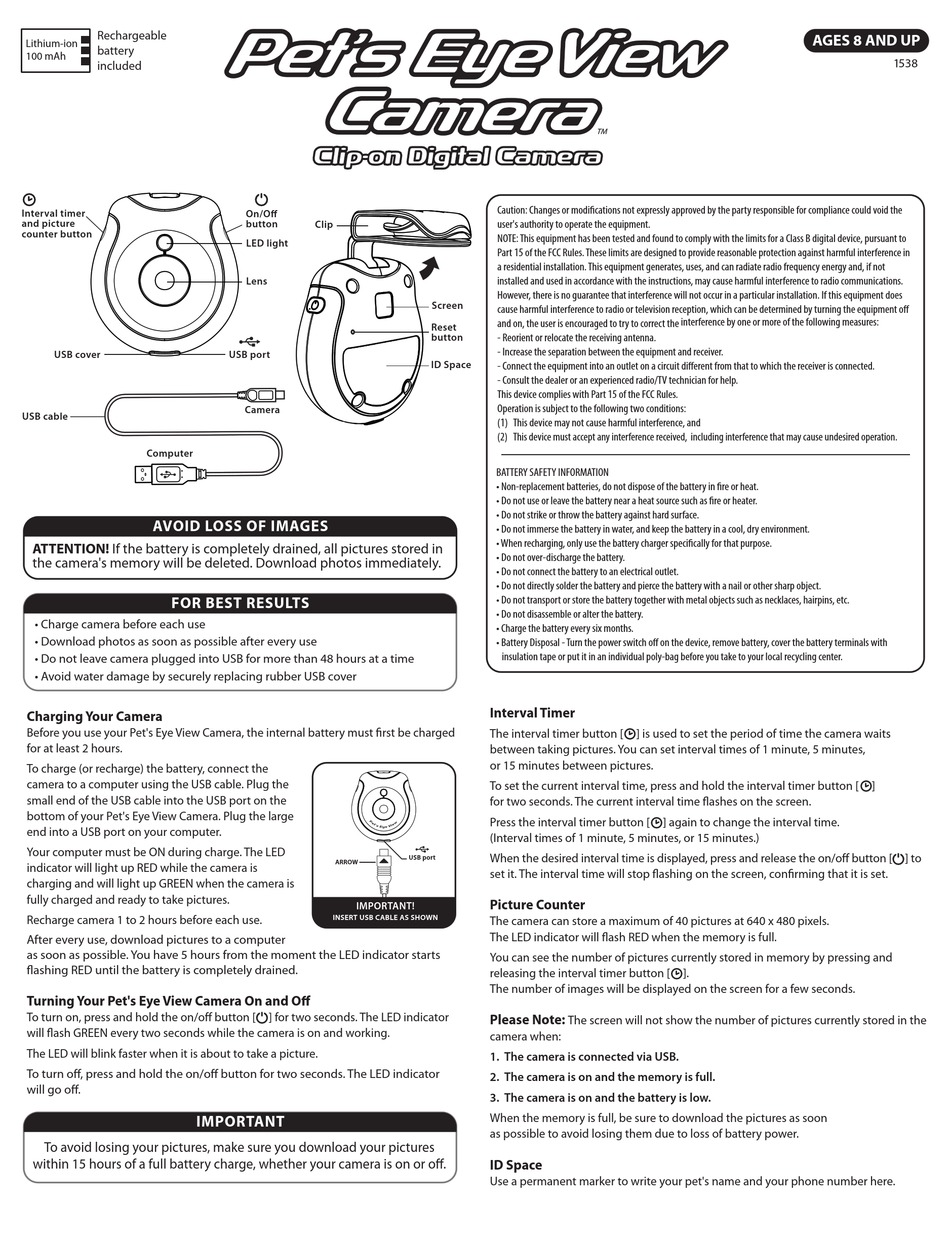 UMI PET'S EYE VIEW CAMERA USER MANUAL Pdf Download | ManualsLib