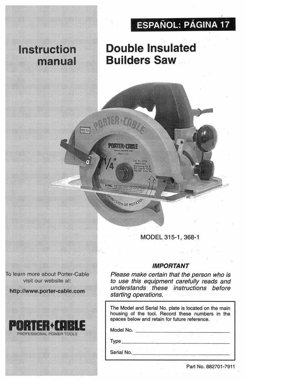 PORTER CABLE 315 1 INSTRUCTION MANUAL Pdf Download ManualsLib