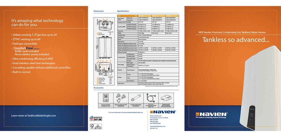 navien npe 180a specs