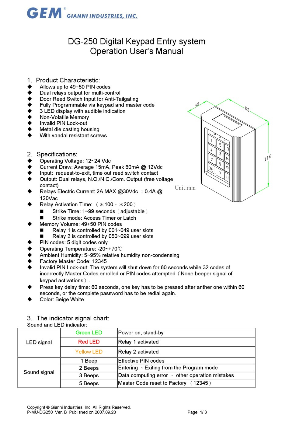 GEM DG 250 OPERATION USER S MANUAL Pdf Download ManualsLib