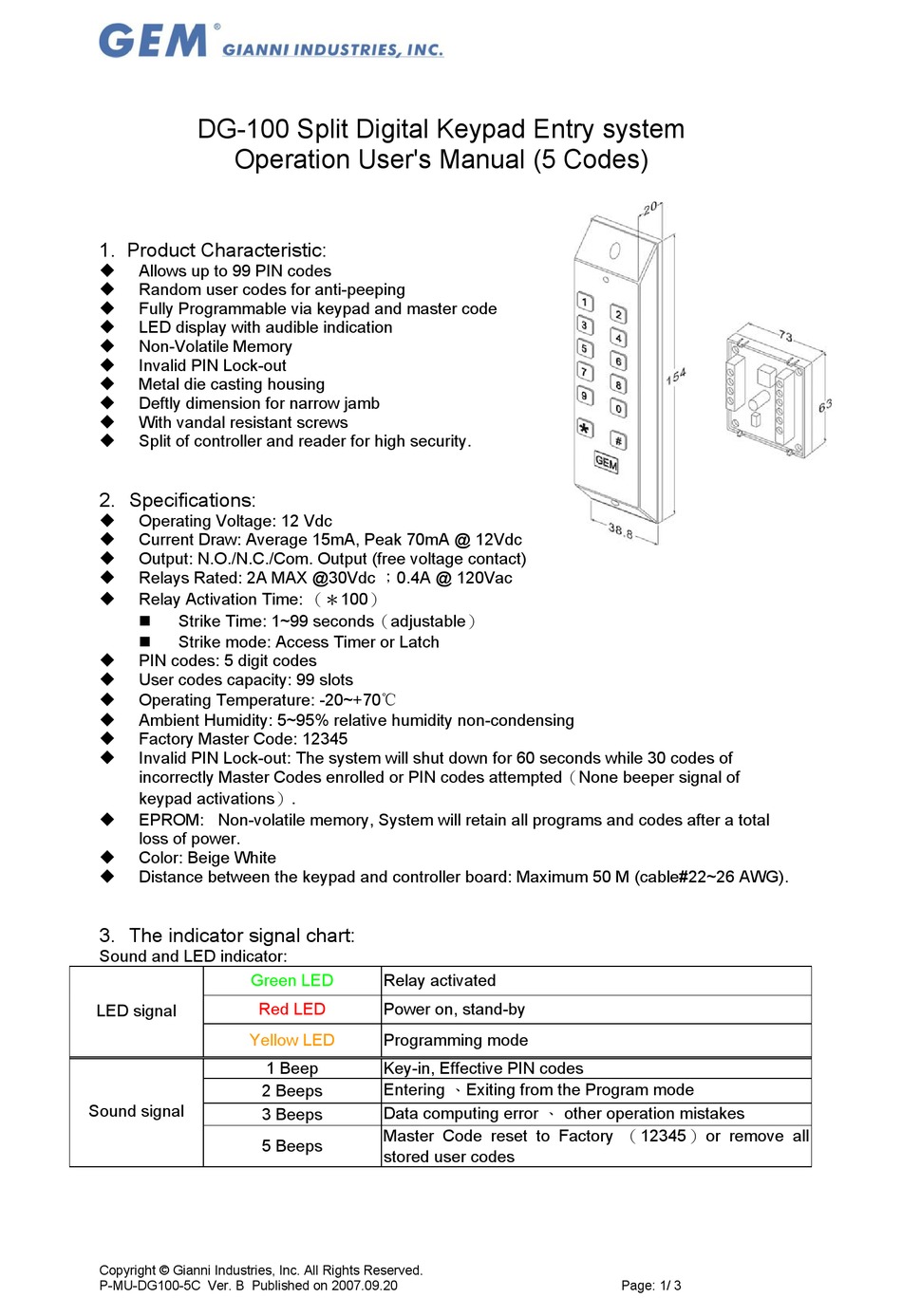 Gem Dg 100 Operation User S Manual Pdf Download Manualslib