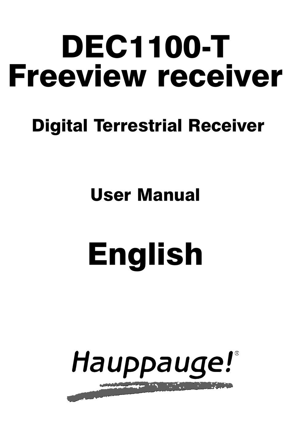 HAUPPAUGE DEC1100T USER MANUAL Pdf Download ManualsLib