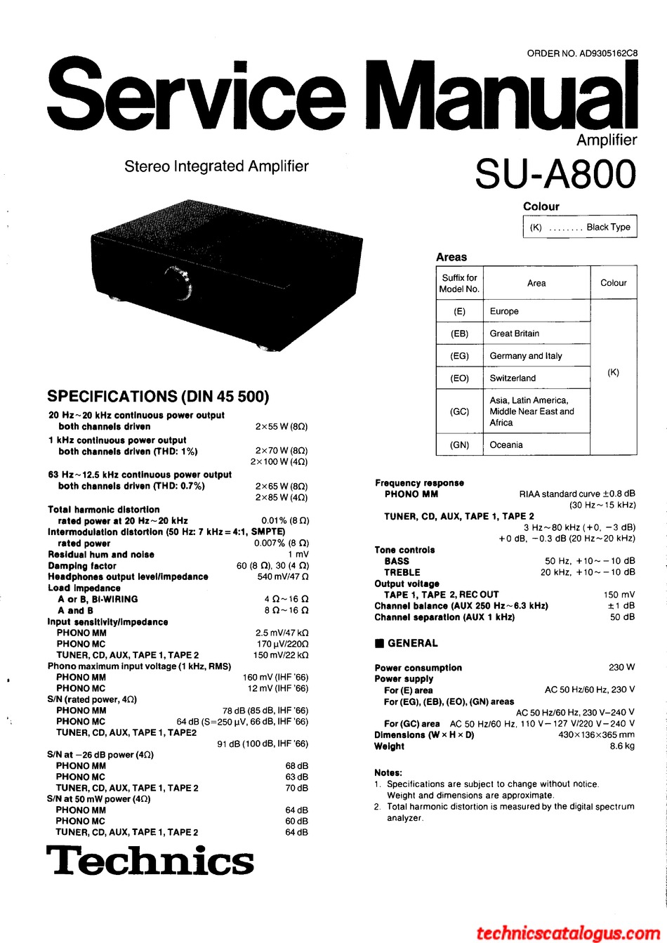 Technics Su A800 Service Manual Pdf Download Manualslib