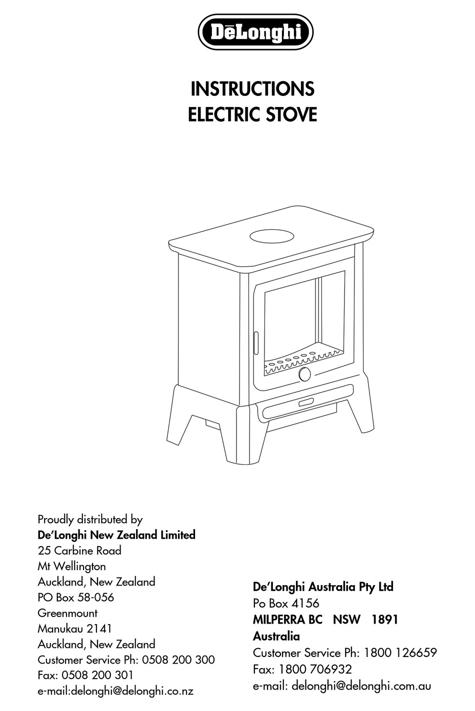 DELONGHI ELECTRIC STOVE INSTRUCTIONS MANUAL Pdf Download ManualsLib