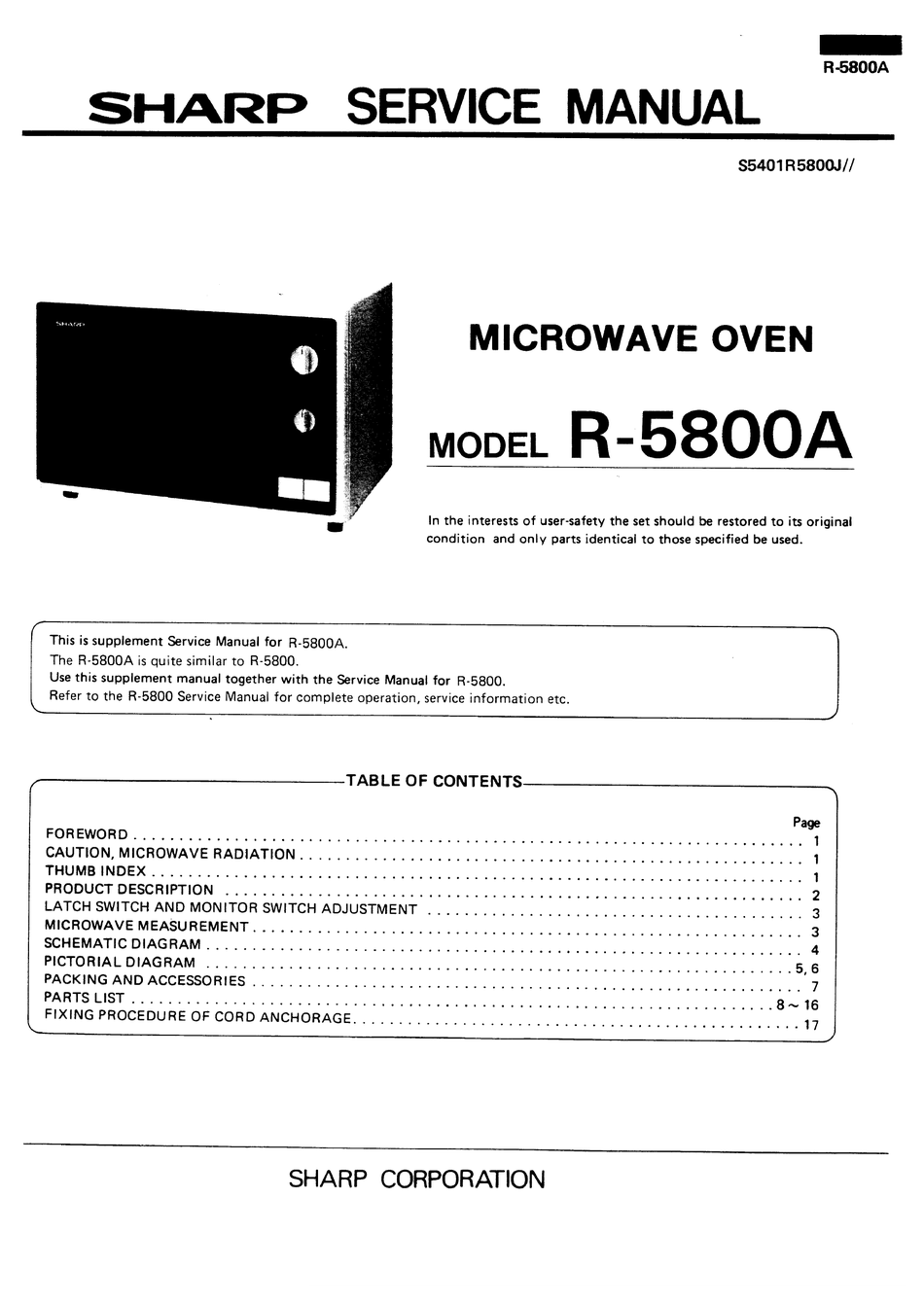 Sharp R 5800a Service Manual Pdf - Sharp R 580d Wiring Diagram Sharp R 5800a Service Manual Pdf - Sharp R 580d Wiring Diagram