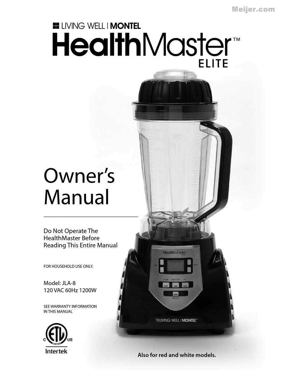 HEALTHMASTER JLA8 120 VAC OWNER'S MANUAL Pdf Download ManualsLib