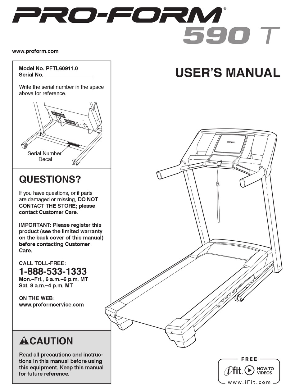 Proform 590 lt online treadmill manual