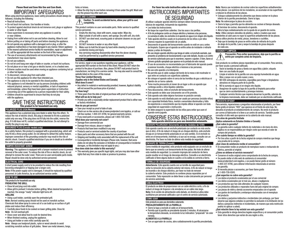 GEORGE FOREMAN GHFD6810B USE AND CARE MANUAL Pdf Download