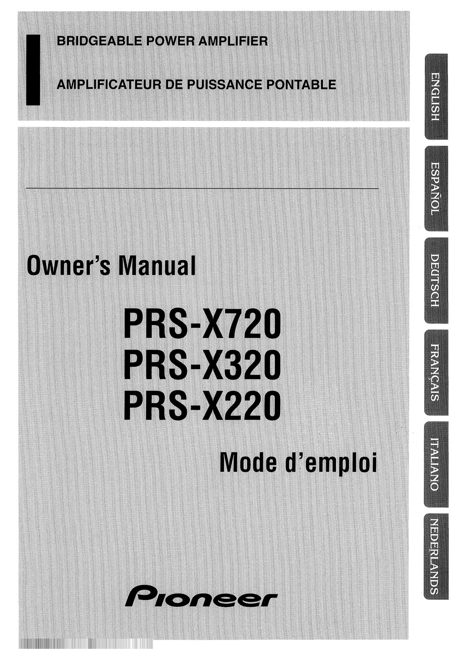 PIONEER PRS-X720 OWNER'S MANUAL Pdf Download | ManualsLib