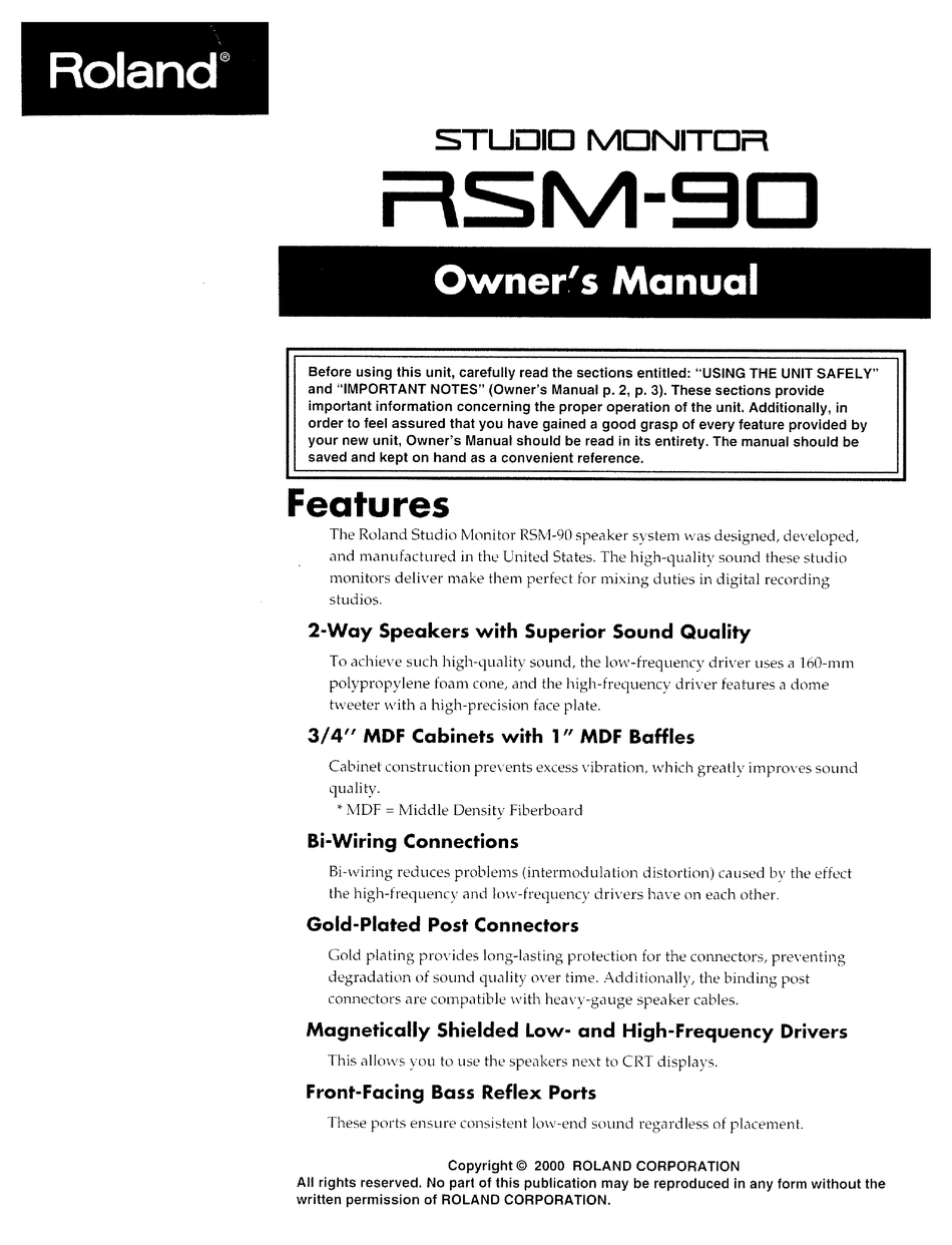 ROLAND RSM-90 OWNER'S MANUAL Pdf Download | ManualsLib