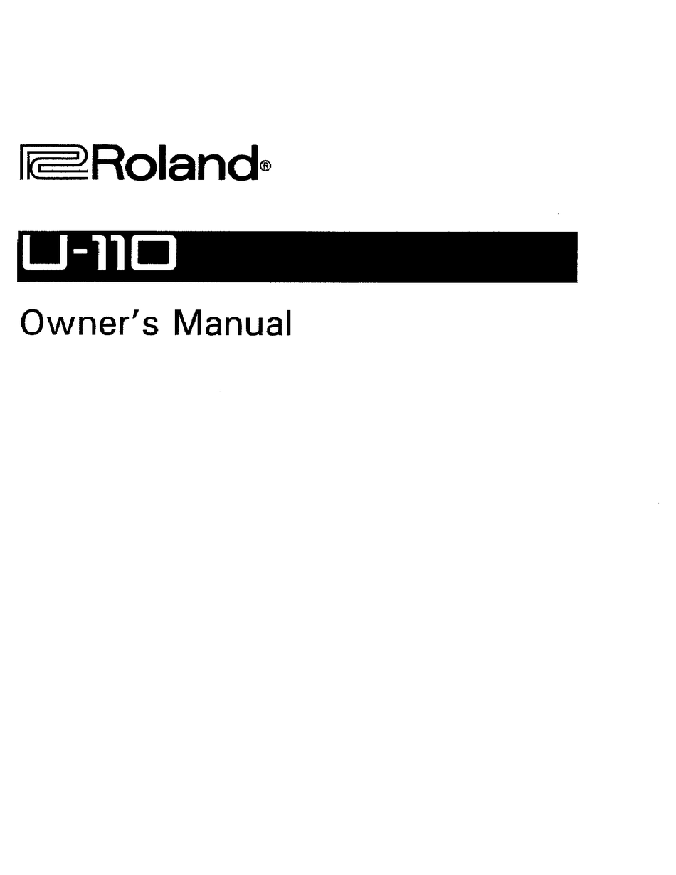 Roland U110 Owner S Manual Pdf Download Manualslib