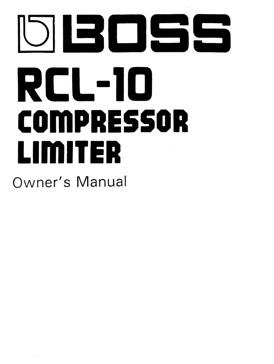 BOSS RCL-10 OWNER'S MANUAL Pdf Download | ManualsLib BOSS RCL-10 OWNER'S MANUAL Pdf Download | ManualsLib