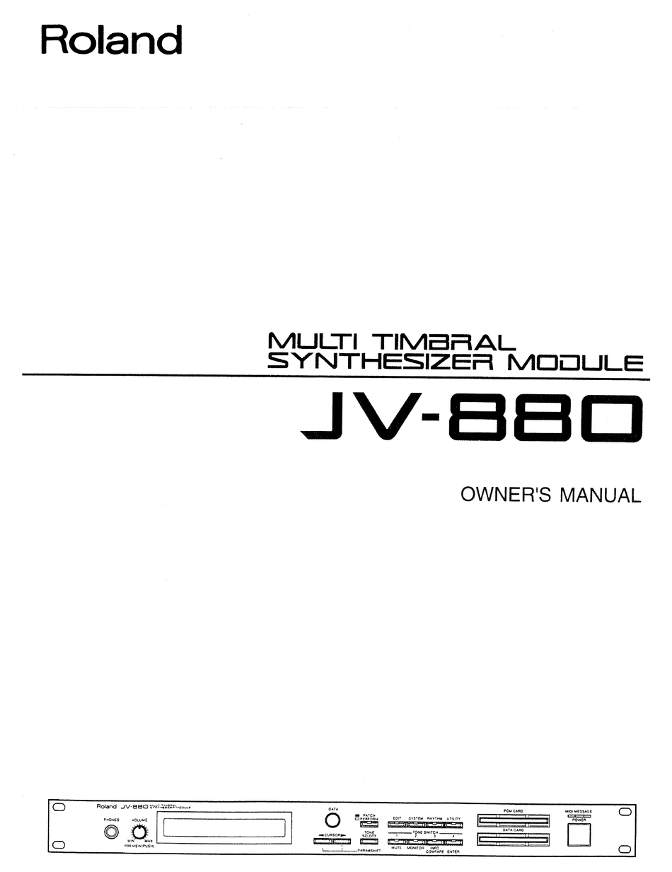Roland Jv 0 Owner S Manual Pdf Download Manualslib