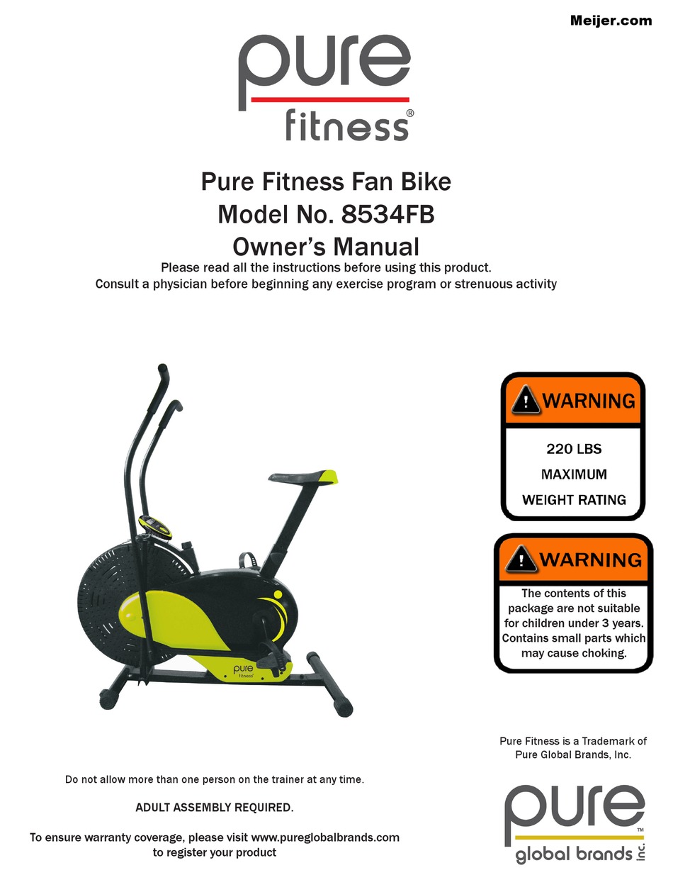 pure fitness 8534 dual action air bike