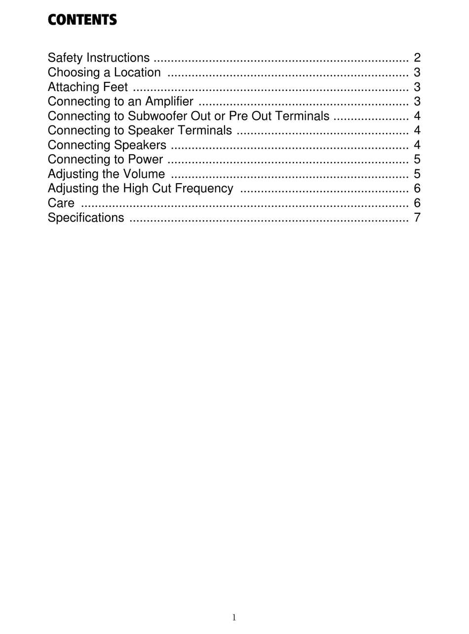 RCA PRO-SW120P USER MANUAL Pdf Download 